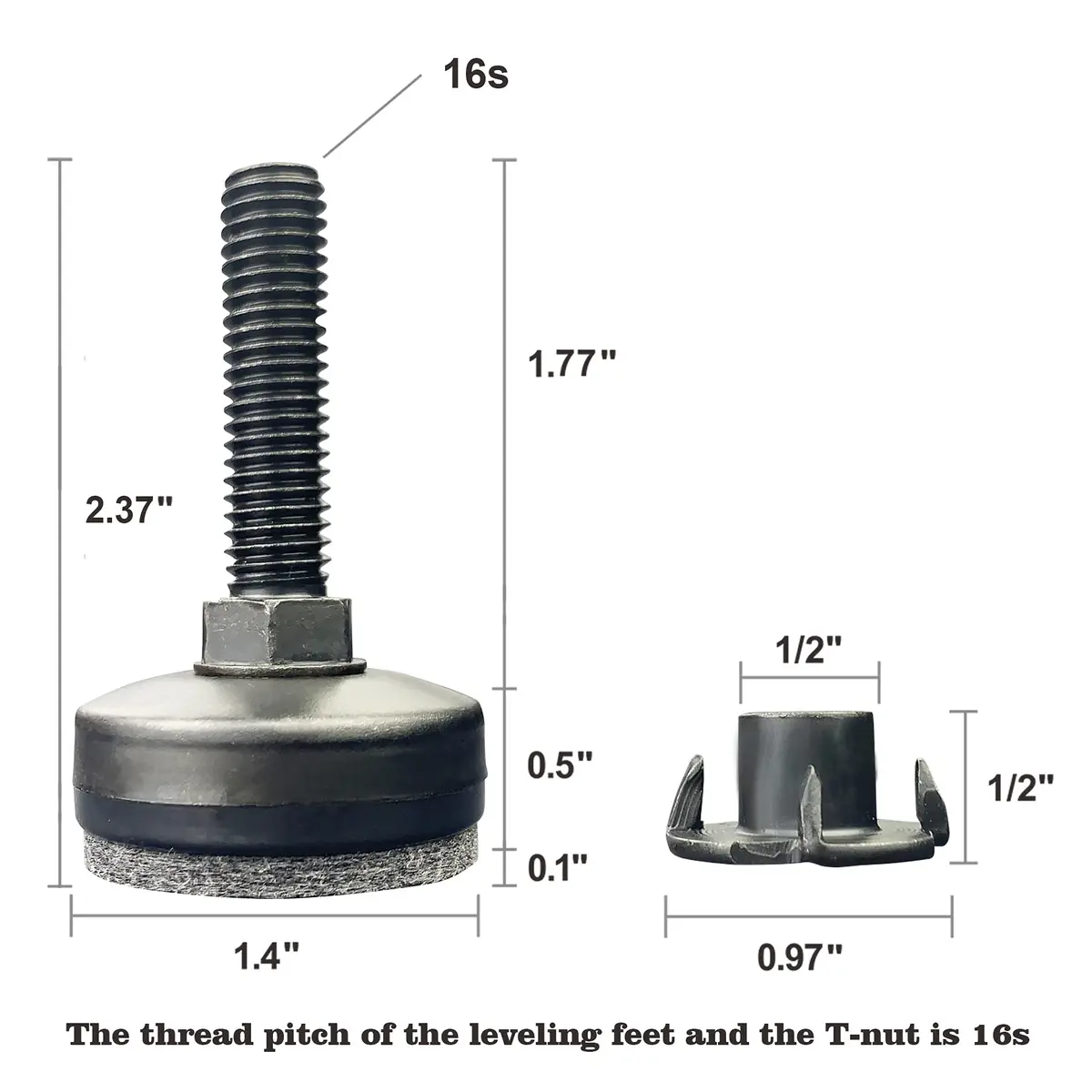 TWIG Furniture Levelers Heavy Duty Leg Levelers 8 Pack Support 1320LBs Large Base Black | Adjustable Furniture Feet - view 2
