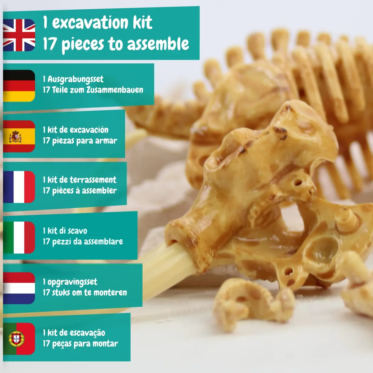 Science4you Mammoth Dinosaur Fossil Digging Kit - Excavate & Assemble 17 Dino Bones | Paleontology Fun for Kids 6-14 - view 2