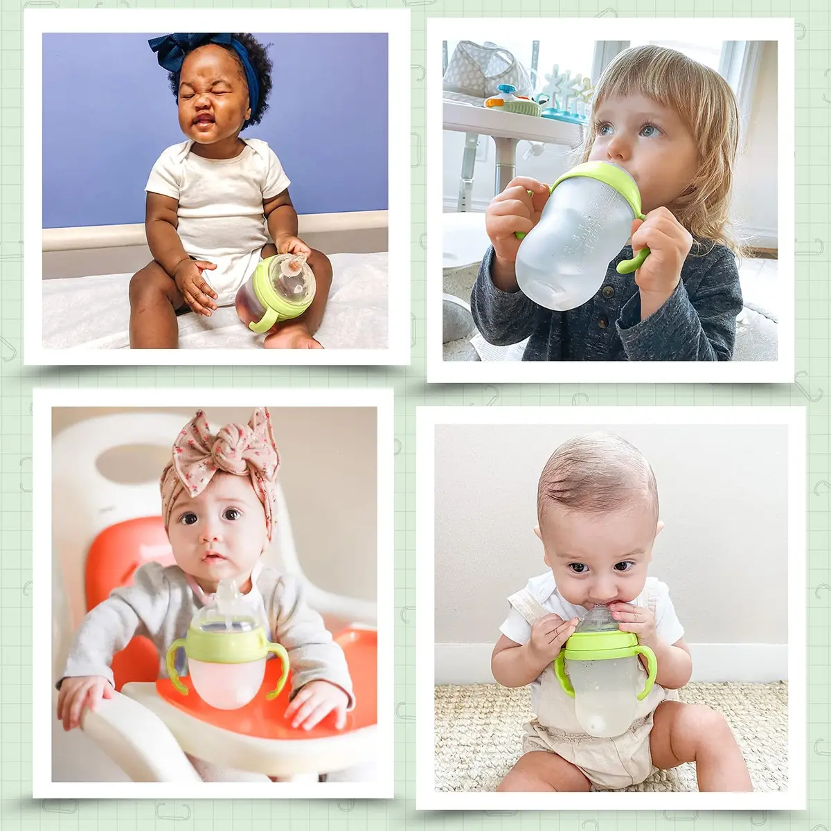 ANPEI Soft Spout Transitional Nipple Kit Bundle for Comotomo Bottles 5 oz & 8 oz, 2 Kits + Brushes (Green) | USA-Sourced Baby Bottle Conversion - view 7