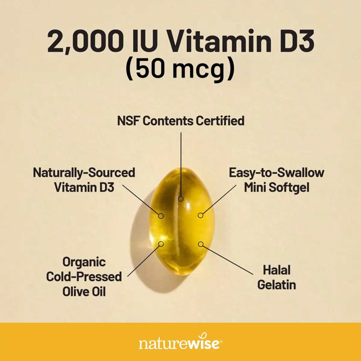 NatureWise Vitamin D3 2000 IU Softgels | Bone & Immune Health Support - view 3