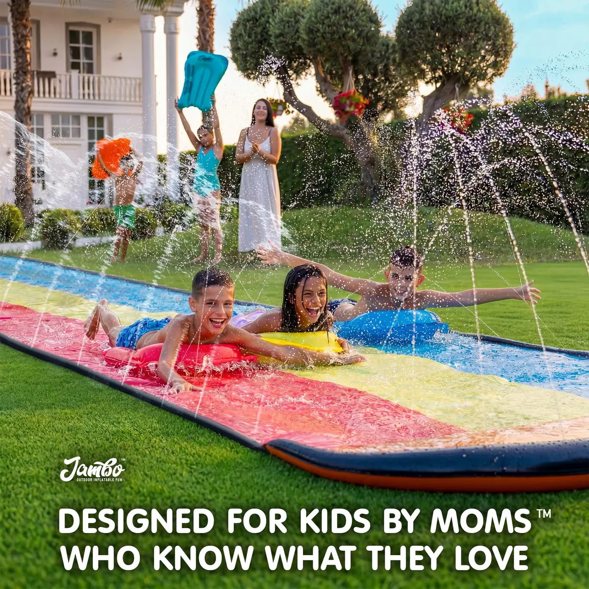 JAMBO Premium Triple Water Slide with 3 Bodyboards 20Ft | Heavy Duty Backyard Water Toy for Kids - view 5