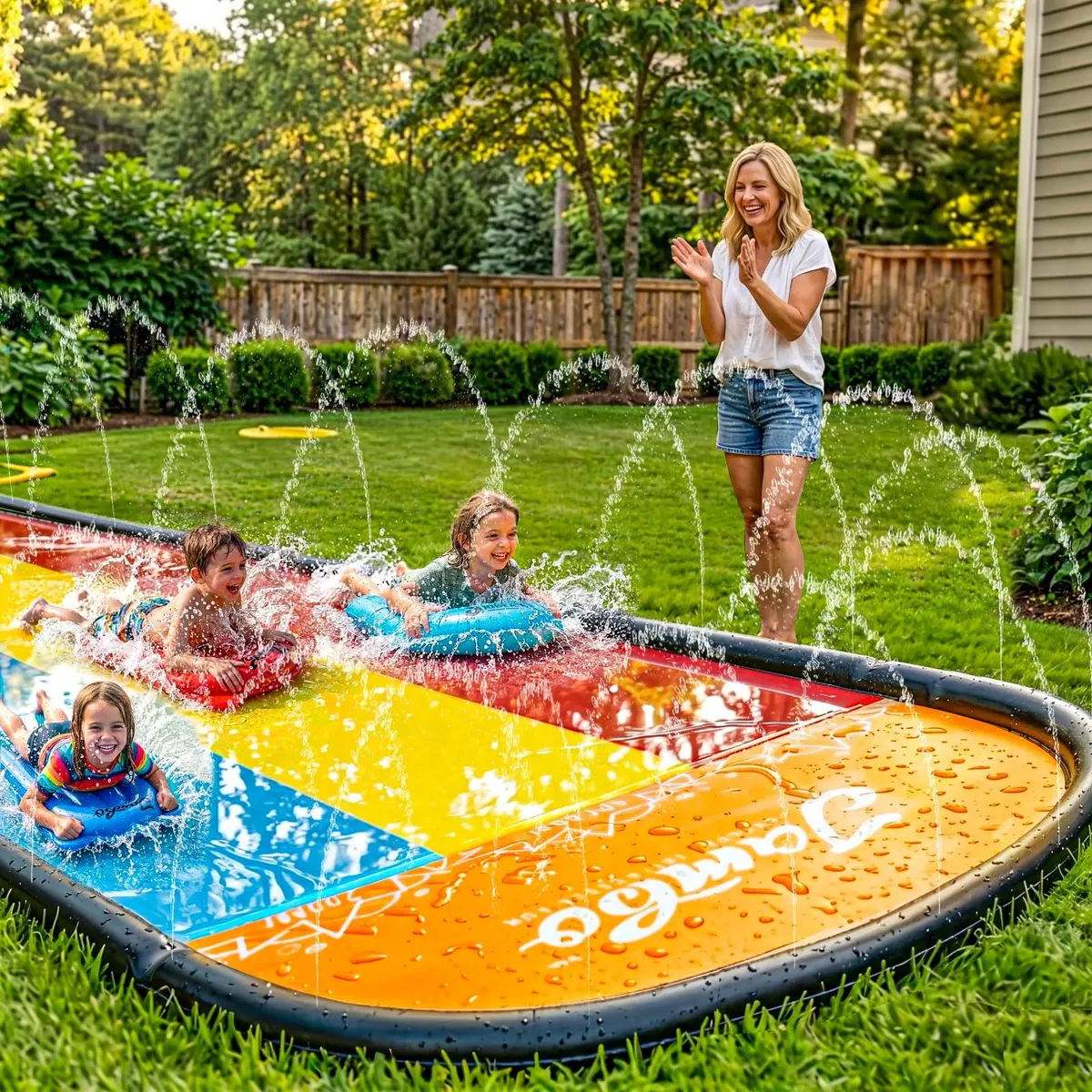 JAMBO Premium Triple Water Slide with 3 Bodyboards 20Ft | Heavy Duty Backyard Water Toy for Kids - view 8