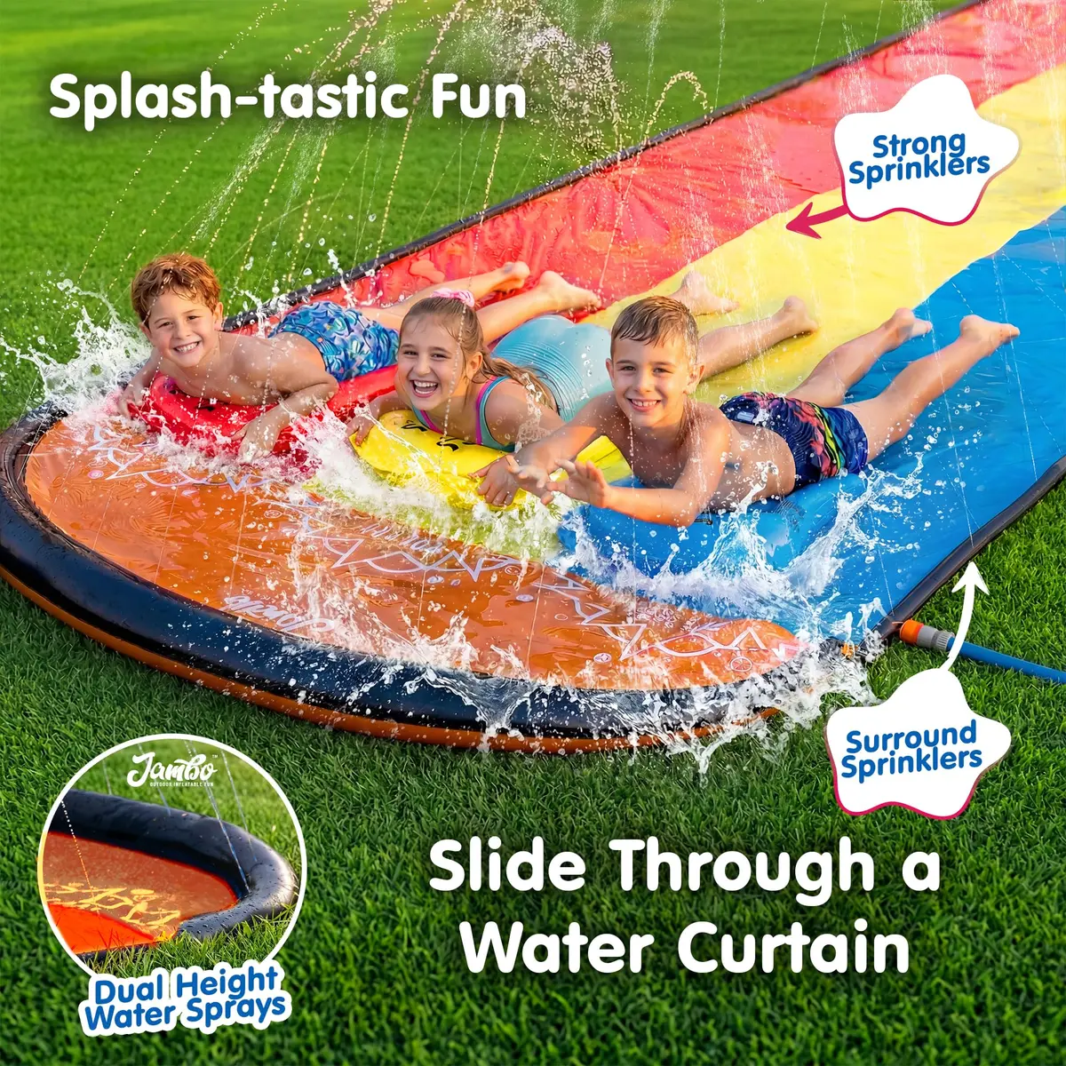 JAMBO Premium Triple Water Slide with 3 Bodyboards 20Ft | Heavy Duty Backyard Water Toy for Kids - view 3