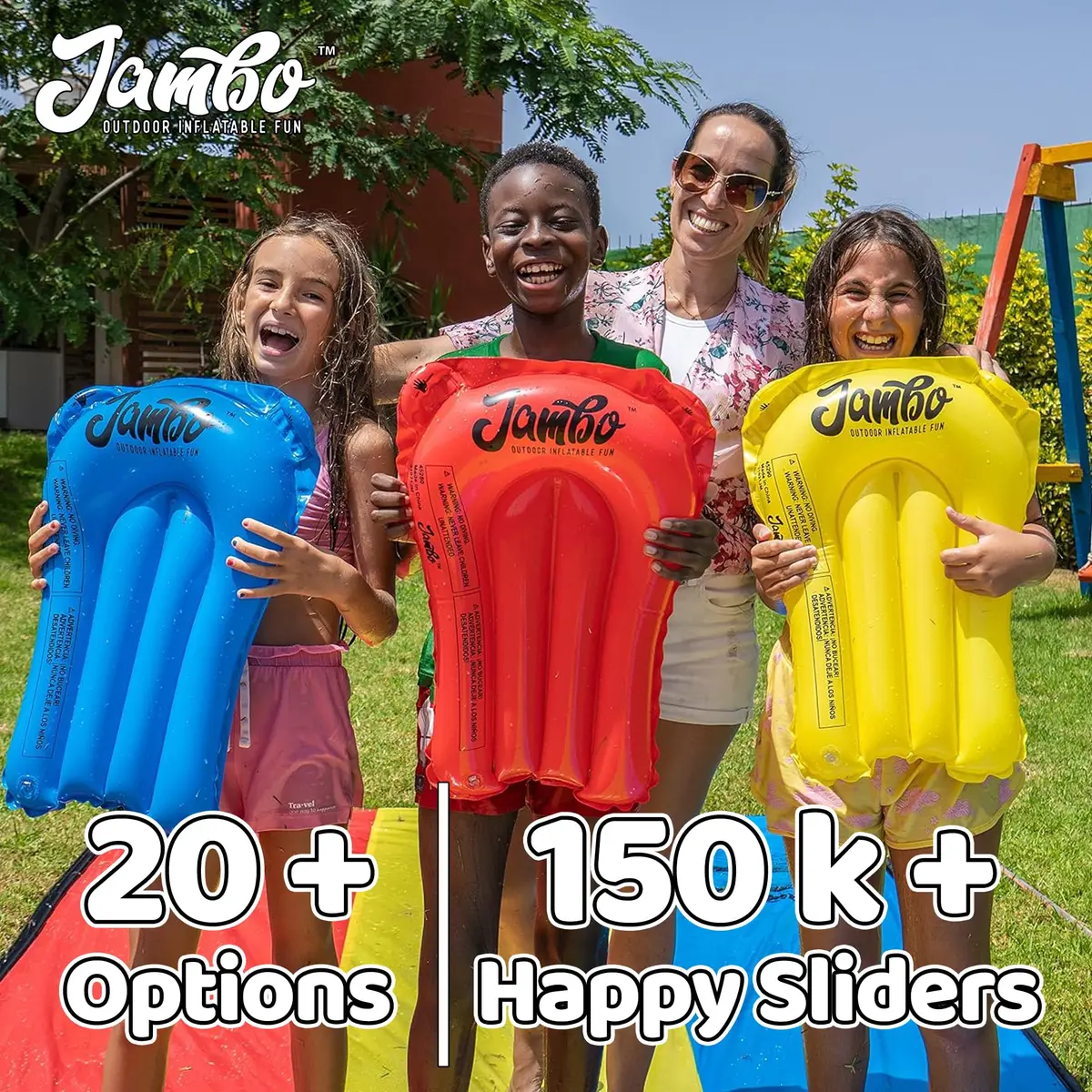 JAMBO Premium Triple Water Slide with 3 Bodyboards 20Ft | Heavy Duty Backyard Water Toy for Kids - view 4