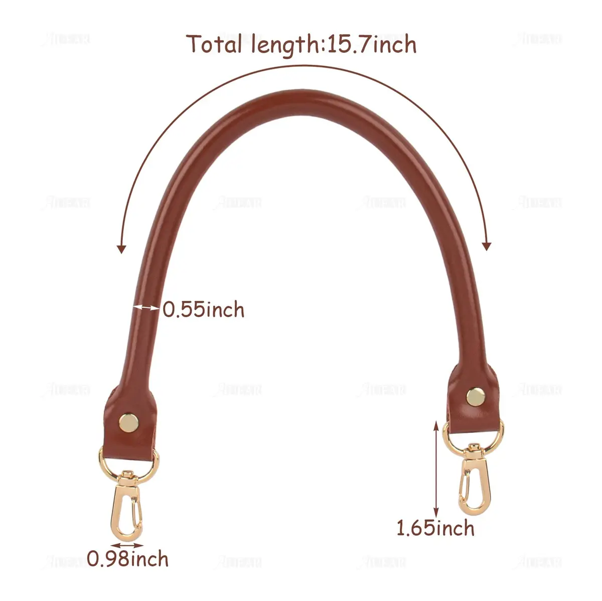 AUEAR Replacement Handbag Straps Brown PU Leather 39.88 cm (15.7 Inches) | 2 Pack with Gold Metal Lobster Buckles - view 9
