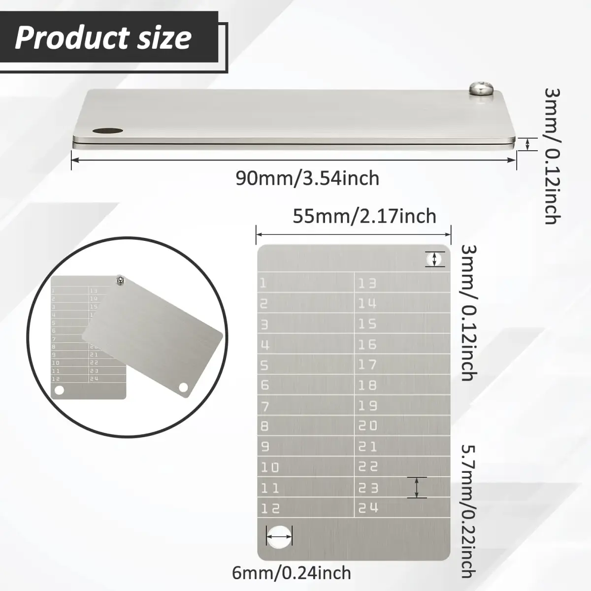 Hotop Crypto Seed Storage Metal Plate 4 Pack | Stainless Steel Backup for BIP39 Wallet, Fireproof, Waterproof (Silver) - view 2