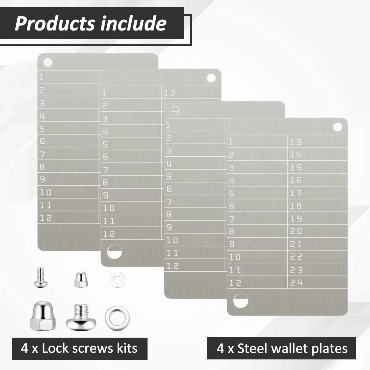 Hotop Crypto Seed Storage Metal Plate 4 Pack | Stainless Steel Backup for BIP39 Wallet, Fireproof, Waterproof (Silver) - view 3