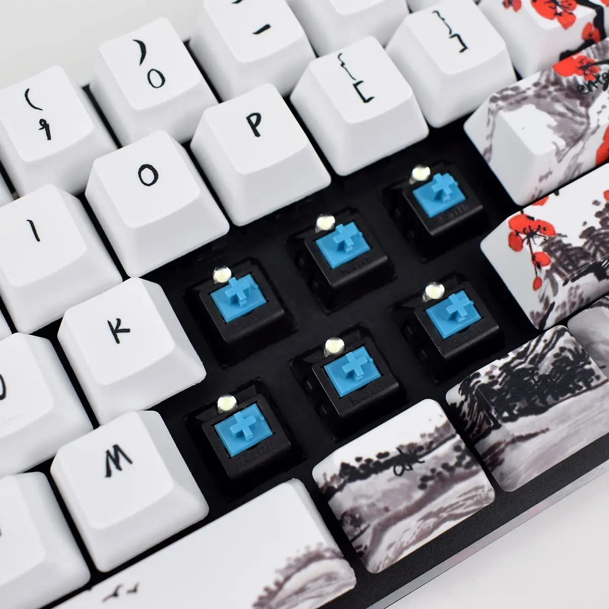 MOLGRIA Keycaps 71 Set for Gaming Mechanical Keyboard | Custom PBT OEM Profile Key caps Japanese Style with Keycap Puller (Plum Blossom, 71 Keys) - view 5