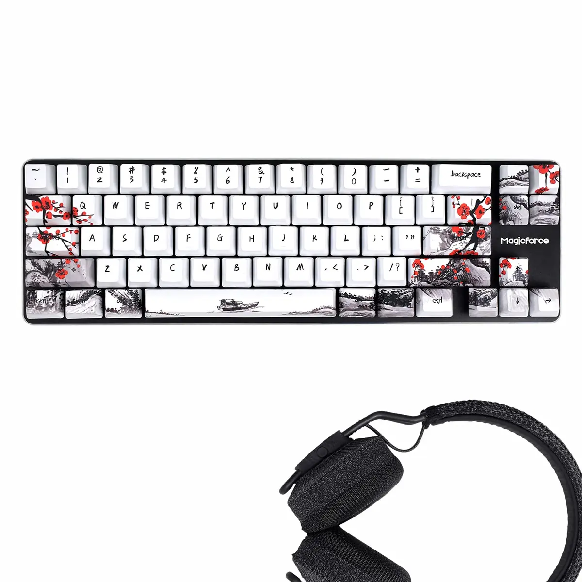 MOLGRIA Keycaps 71 Set for Gaming Mechanical Keyboard | Custom PBT OEM Profile Key caps Japanese Style with Keycap Puller (Plum Blossom, 71 Keys) - view 7
