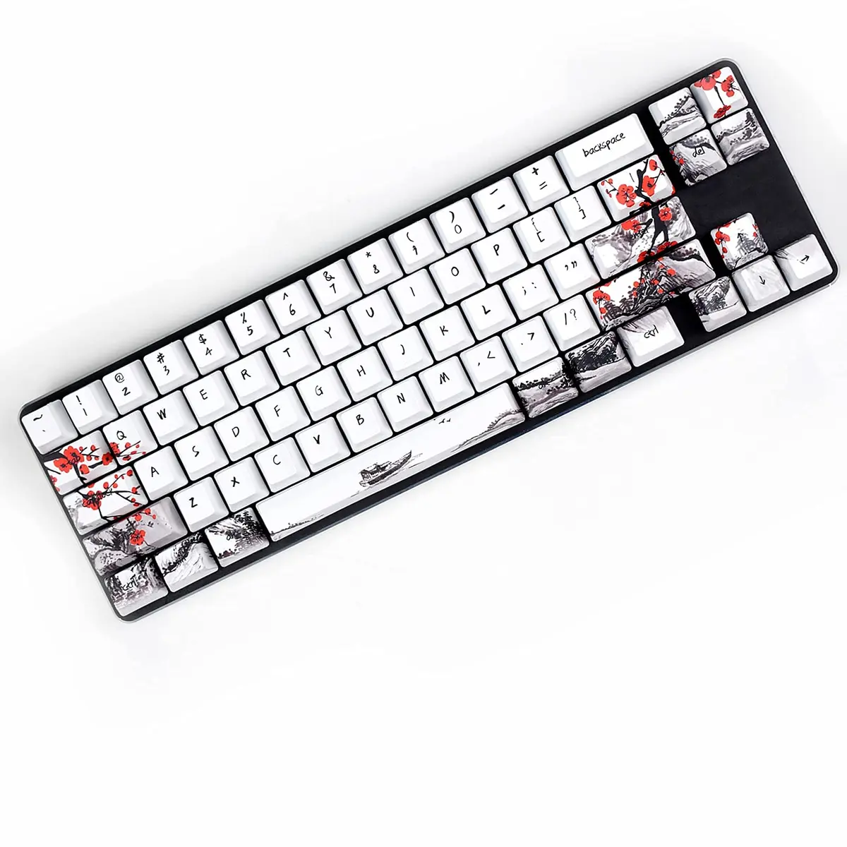 MOLGRIA Keycaps 71 Set for Gaming Mechanical Keyboard | Custom PBT OEM Profile Key caps Japanese Style with Keycap Puller (Plum Blossom, 71 Keys) - view 2