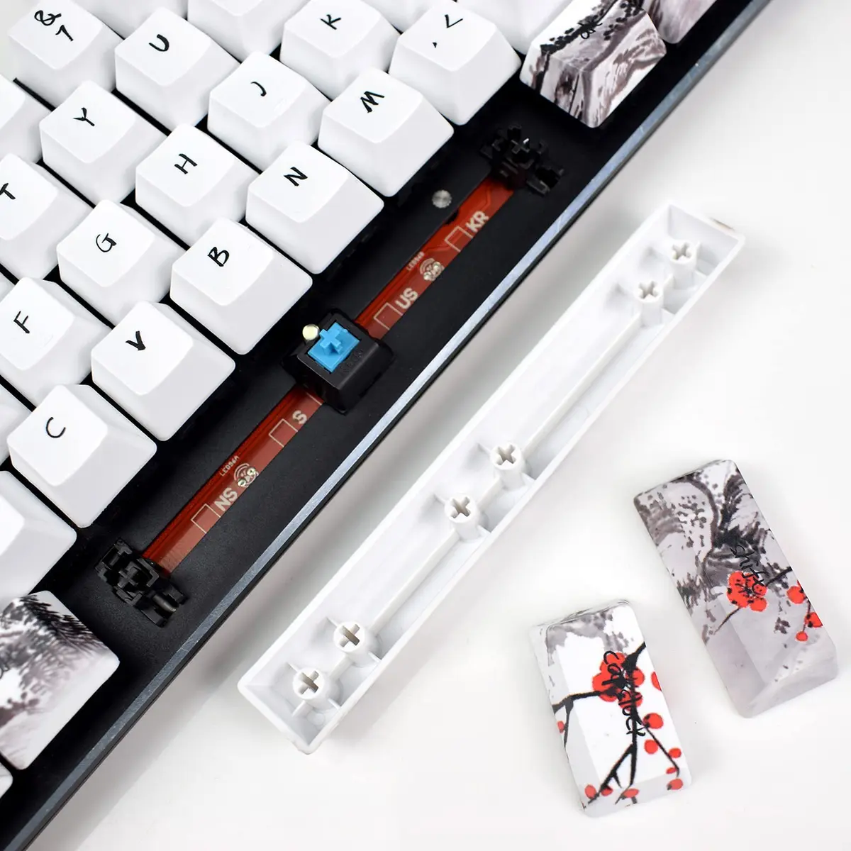 MOLGRIA Keycaps 71 Set for Gaming Mechanical Keyboard | Custom PBT OEM Profile Key caps Japanese Style with Keycap Puller (Plum Blossom, 71 Keys) - view 4