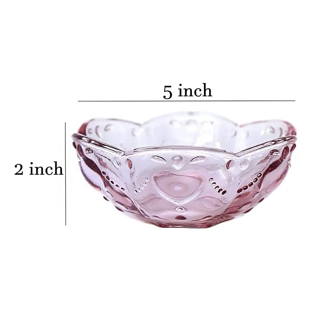 CHOOLD 4pcs Pink Vintage Romantic Glass Sakura Heart Embossed Salad Bowls | 8oz, Dishwasher Safe - view 2