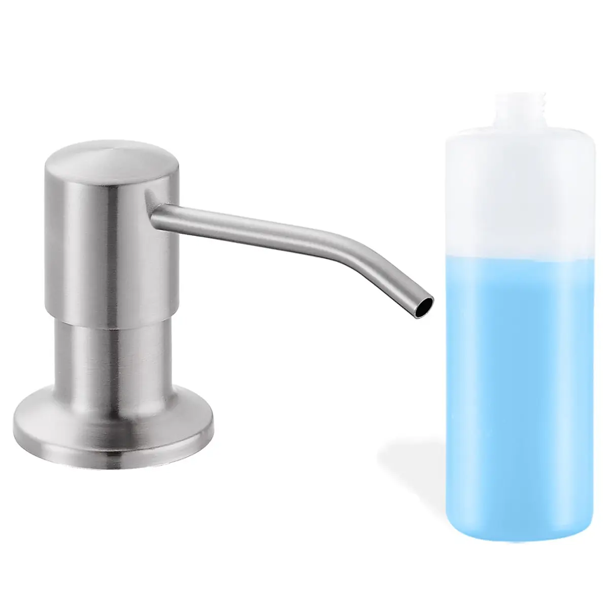 DOILIESE Built-in Soap Dispenser 500ml (17oz) | Brushed Nickel Stainless Steel Countertop Pump Head - main product image