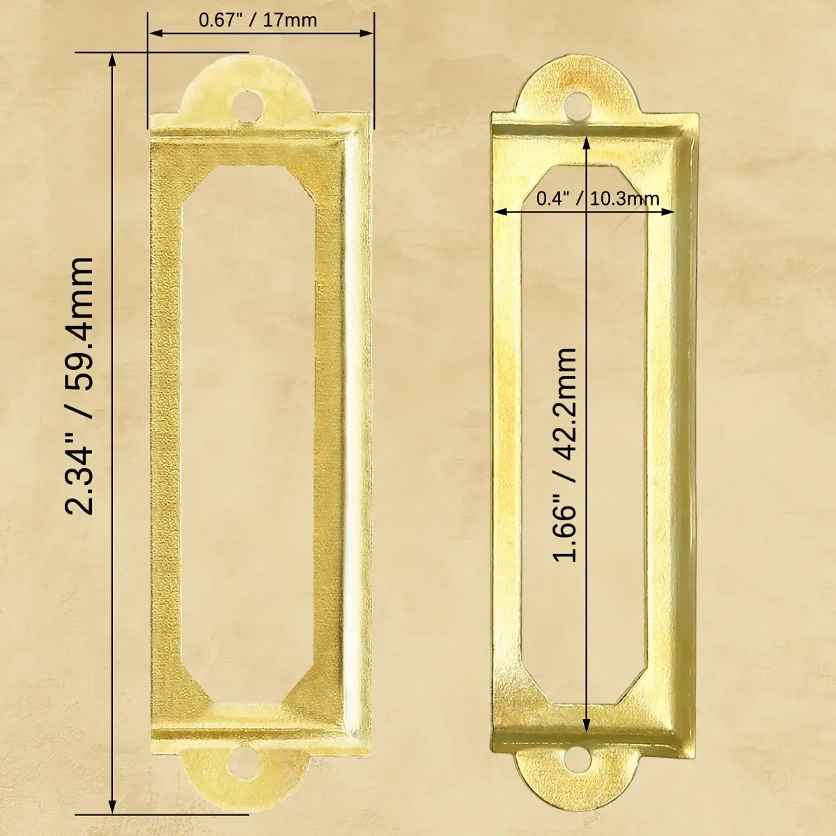 Rierdge Antique Label Holder 2.3 Inch Gold 30 Pcs | Retro Iron Pull Handles for Cabinets & Drawers - view 4