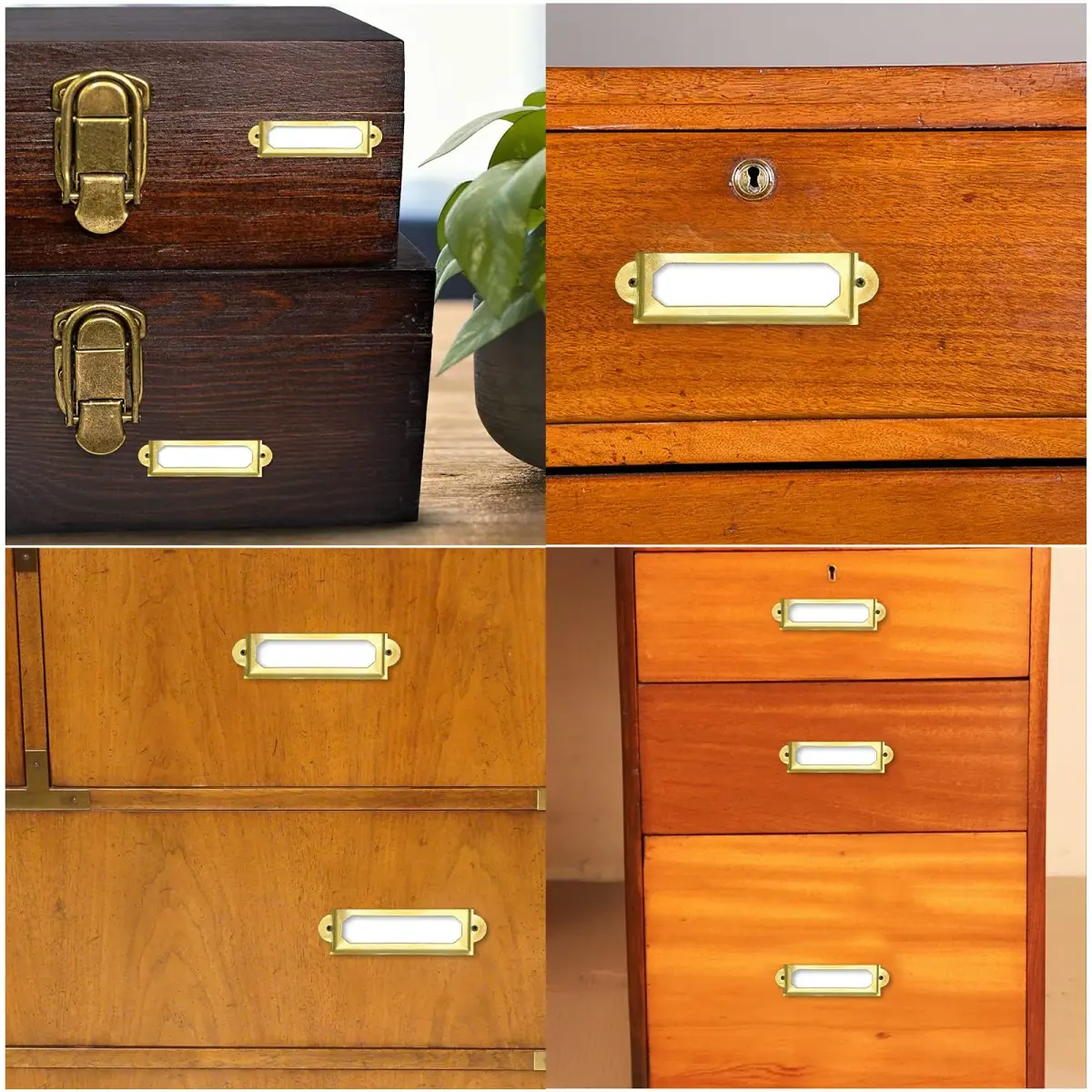 Rierdge Antique Label Holder 2.3 Inch Gold 30 Pcs | Retro Iron Pull Handles for Cabinets & Drawers - view 8