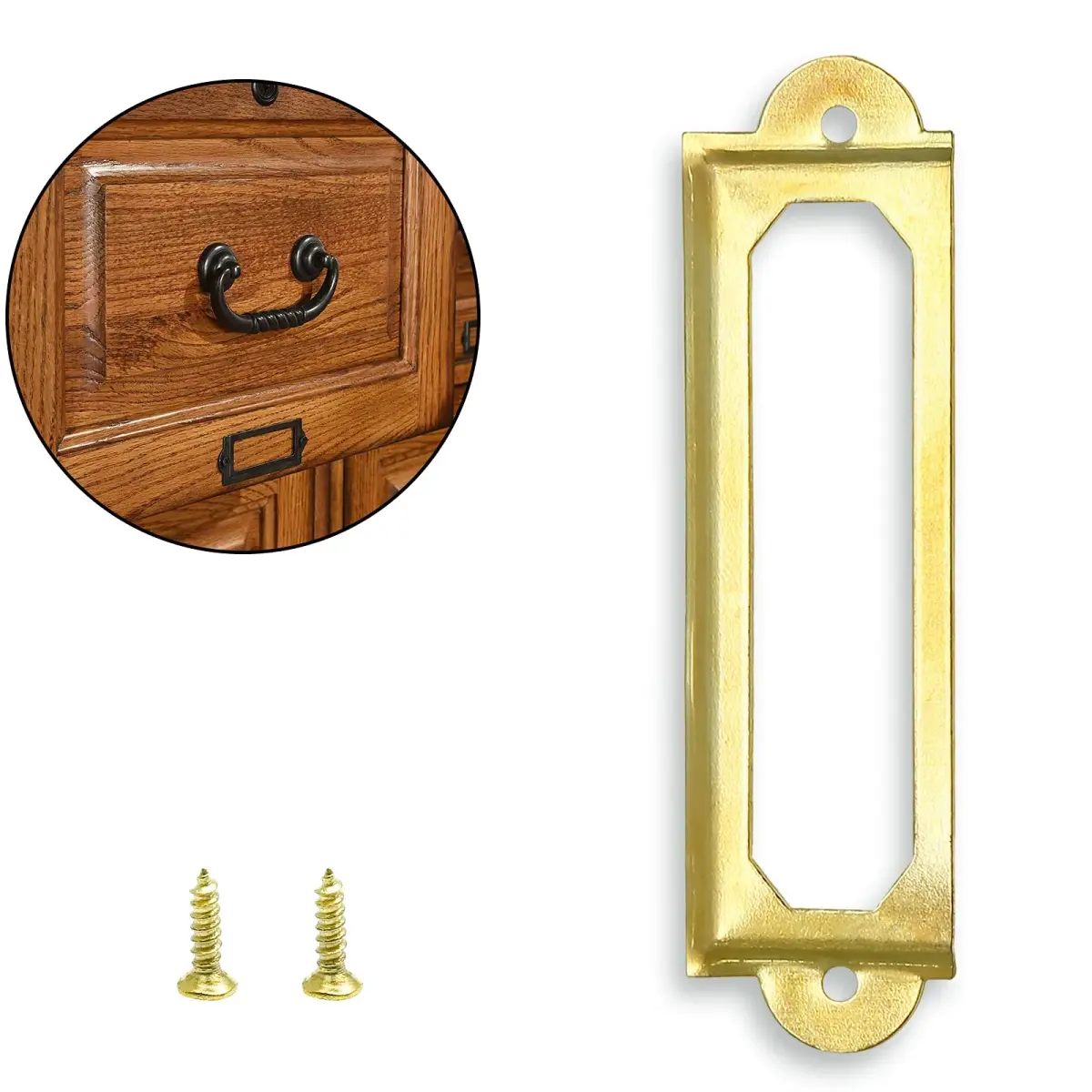 Rierdge Antique Label Holder 2.3 Inch Gold 30 Pcs | Retro Iron Pull Handles for Cabinets & Drawers - view 9