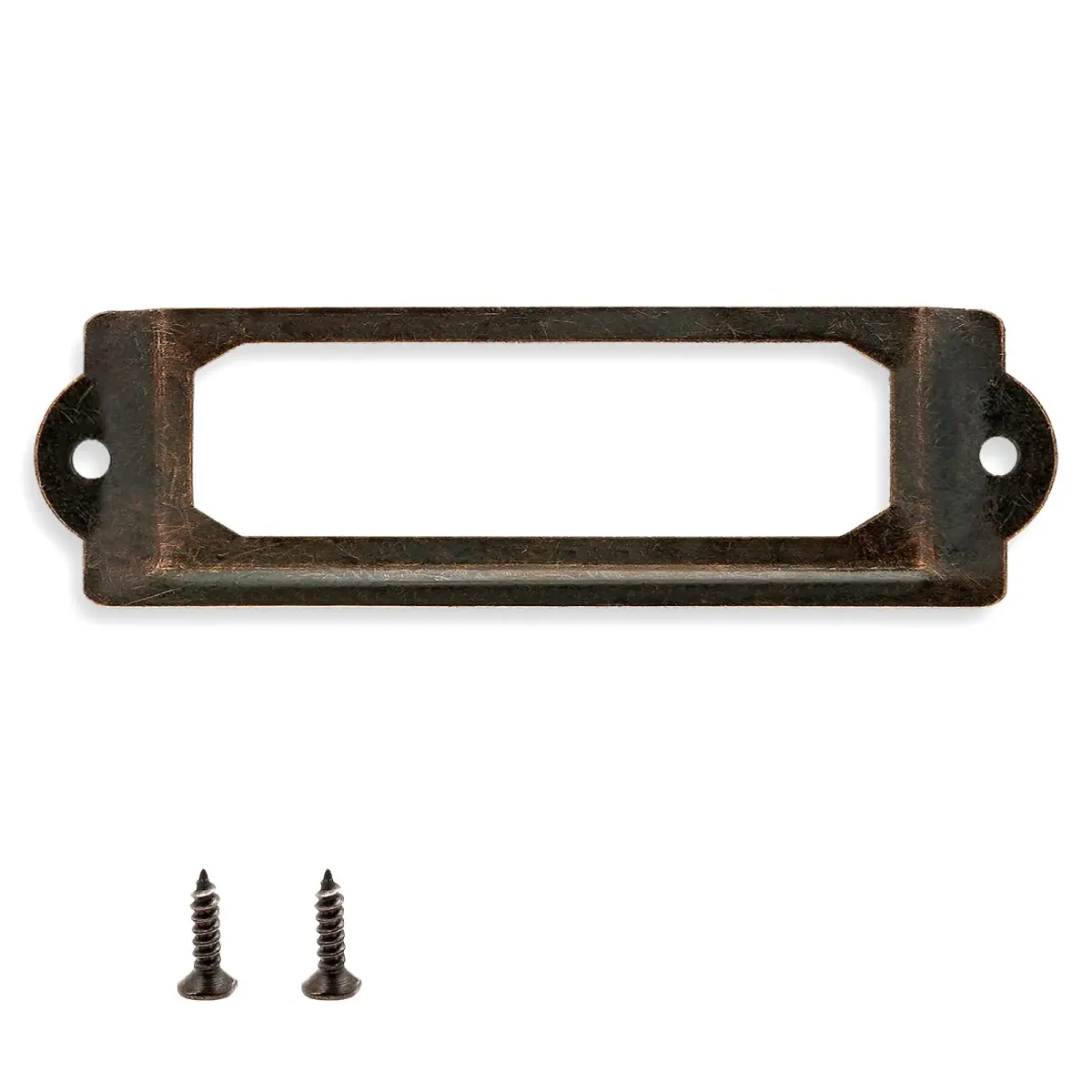 Rierdge Antique Label Holders 2.3 Inch (59.4 mm) Red Copper, 60 Pcs | Retro Iron Frames for Drawers & Cabinets - main product image