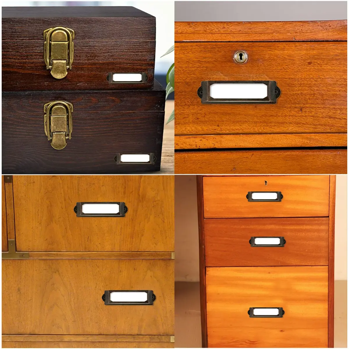 Rierdge Antique Label Holders 2.3 Inch (59.4 mm) Red Copper, 60 Pcs | Retro Iron Frames for Drawers & Cabinets - view 8