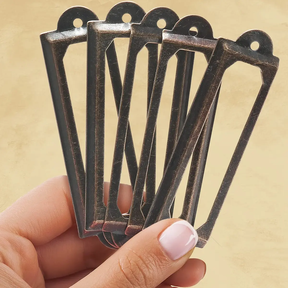Rierdge Antique Label Holders 2.3 Inch (59.4 mm) Red Copper, 60 Pcs | Retro Iron Frames for Drawers & Cabinets - view 3