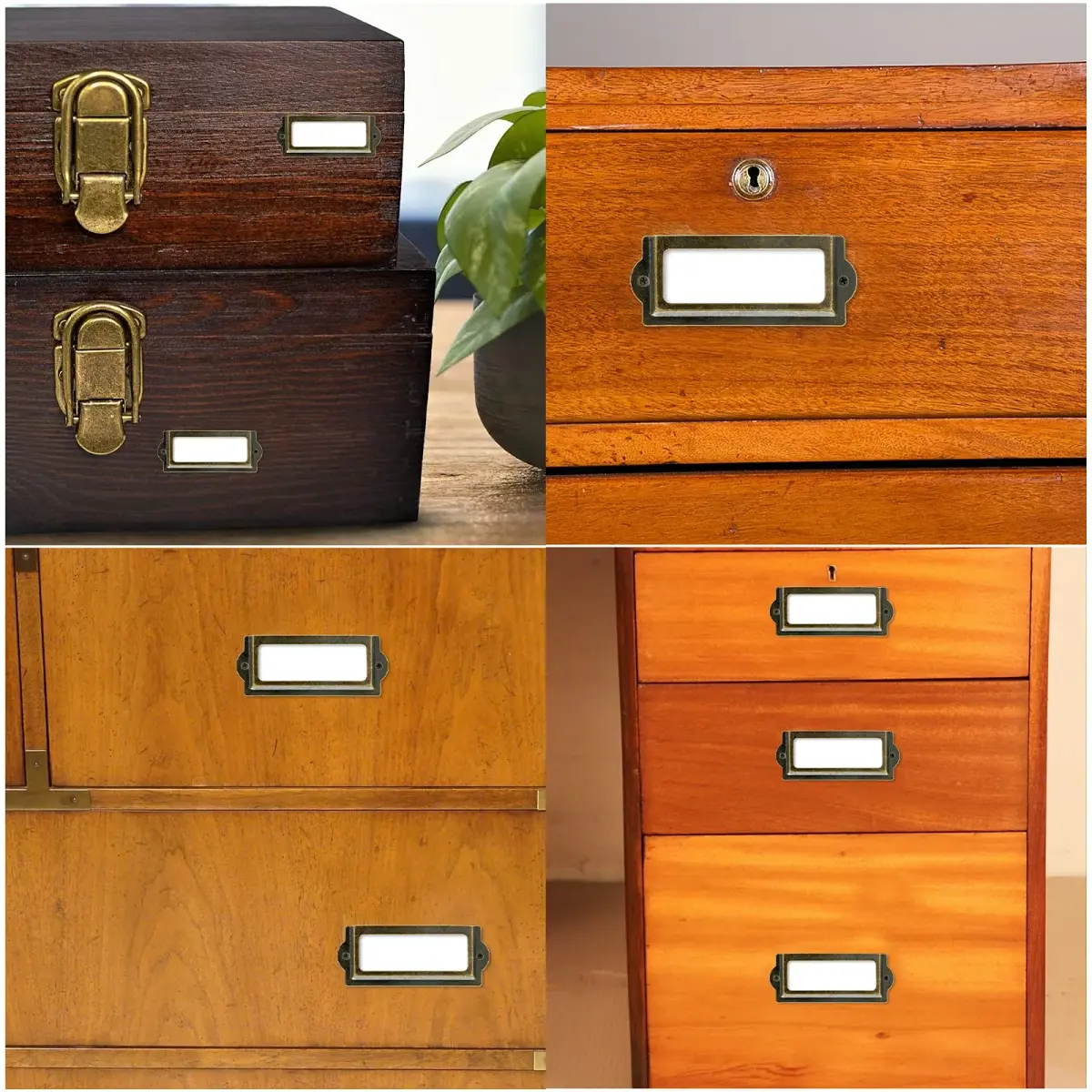 Rierdge Antique Label Holder 3.3 Inch Bronze 30 Pcs | Retro Iron Frames for Cabinets & Drawers - view 8