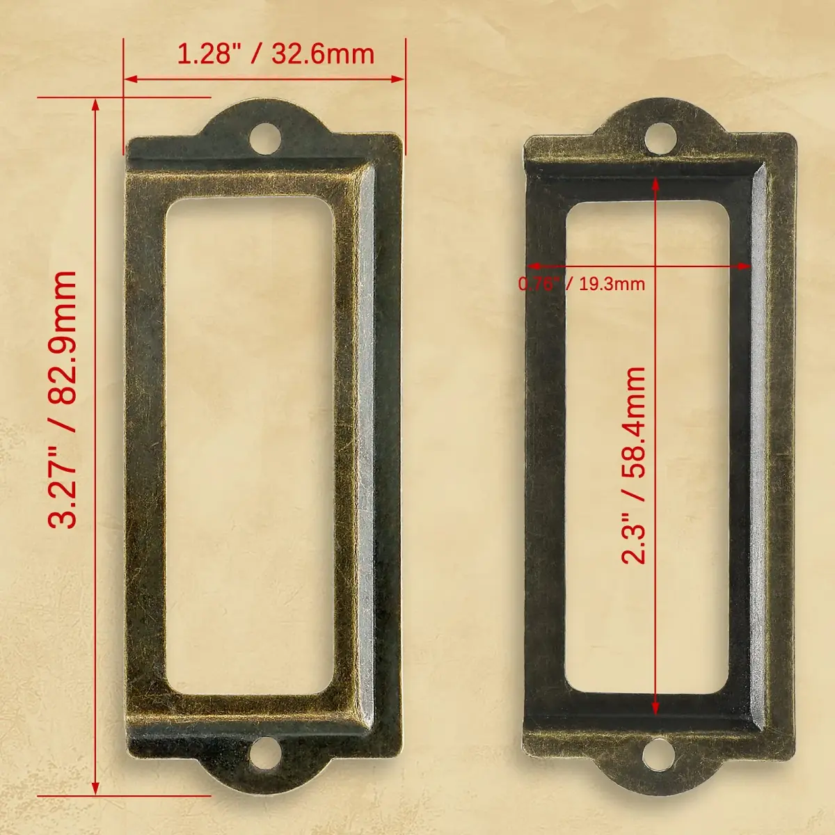Rierdge Antique Label Holder 3.3 Inch Bronze 30 Pcs | Retro Iron Frames for Cabinets & Drawers - view 3