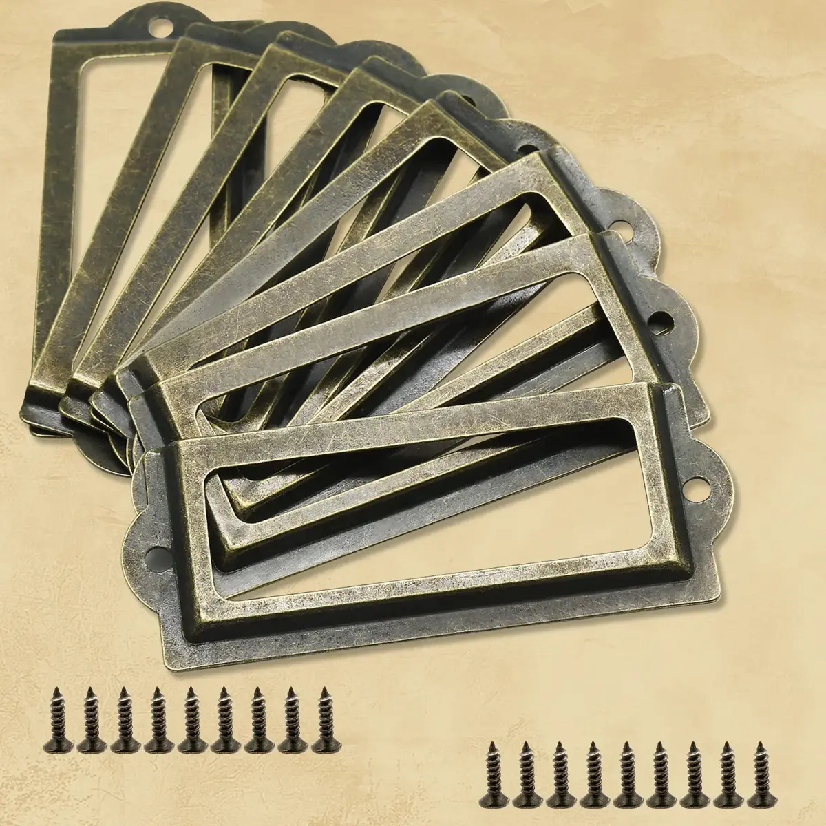 Rierdge Antique Label Holder 3.3 Inch Bronze 30 Pcs | Retro Iron Frames for Cabinets & Drawers - view 4