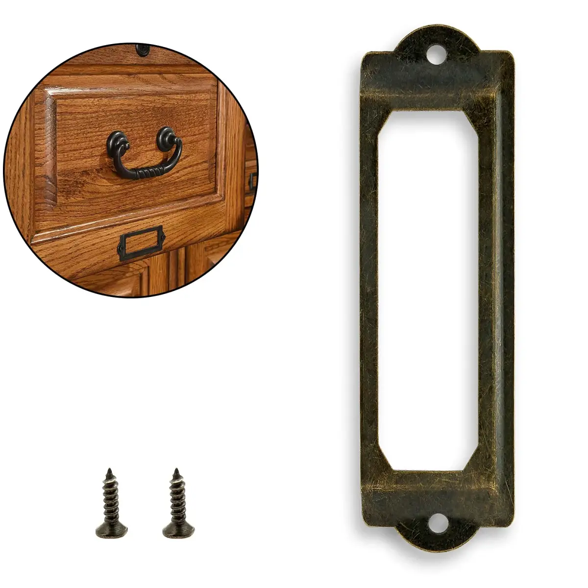 Rierdge Antique Label Holder 59.4mm (2.34 Inch) Bronze, 30 Pcs | Retro Iron Drawer Pulls for Cabinets & Boxes - view 9