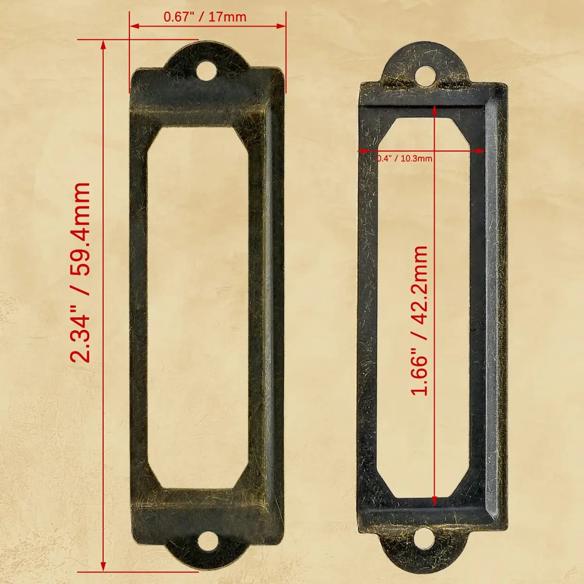 Rierdge Antique Label Holder 59.4mm (2.34 Inch) Bronze, 30 Pcs | Retro Iron Drawer Pulls for Cabinets & Boxes - view 4