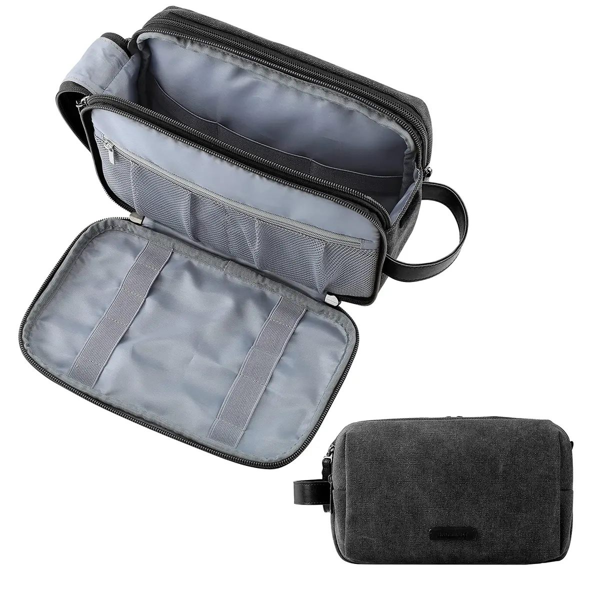 BAGSMART Toiletry Bag for Men, Canvas Travel Organizer, Water-Resistant, Medium | Water-resistant toiletry kit with elastic bands - main product image