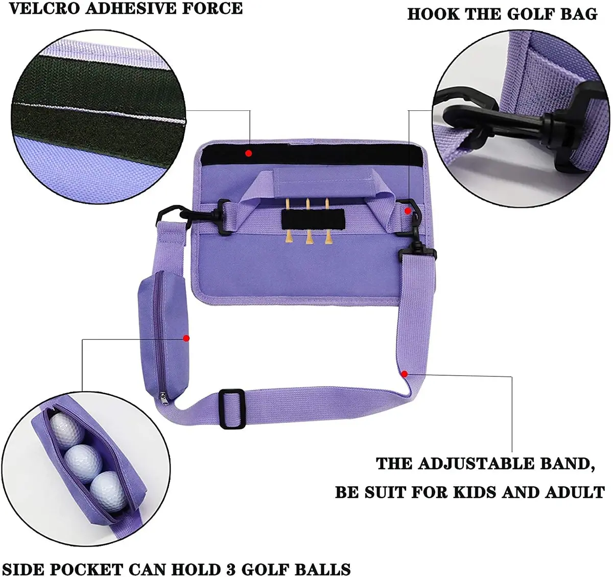 Scott Edward Lightweight Sunday Golf Bag with Stand & Adjustable Strap, 7 Dividers (Purple) - view 2