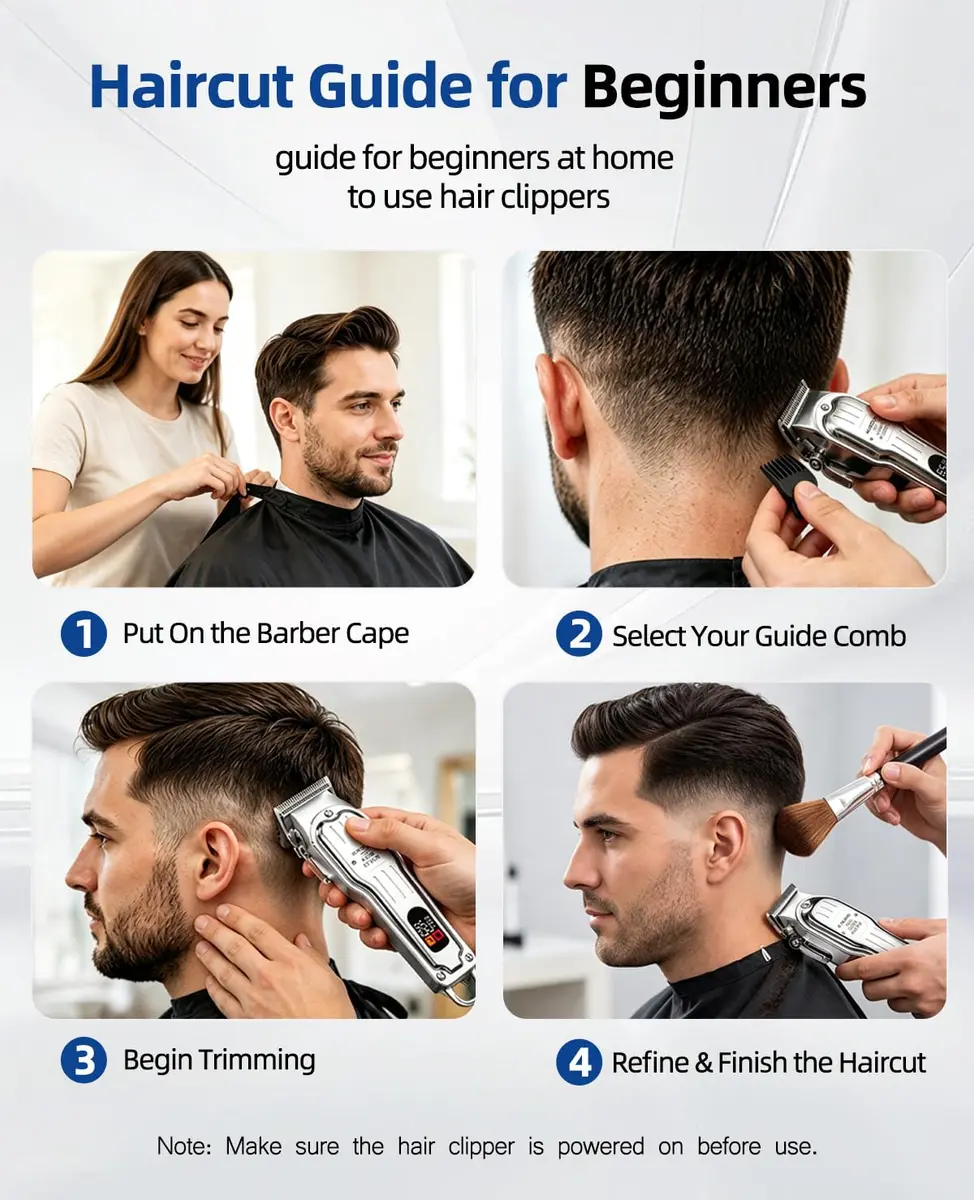 KIKIDO Cordless Hair Clippers for Men Professional Home Hair Cutting Kit | 11 Guide Combs, Rechargeable, LED Display - view 7