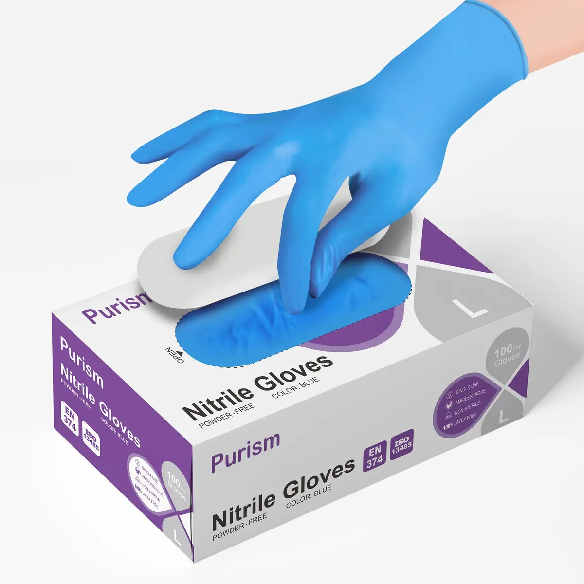 Daddy's Choice Disposable Blue Nitrile Gloves, Size Medium | Powder-Free, Latex-Free, 100pcs - view 6