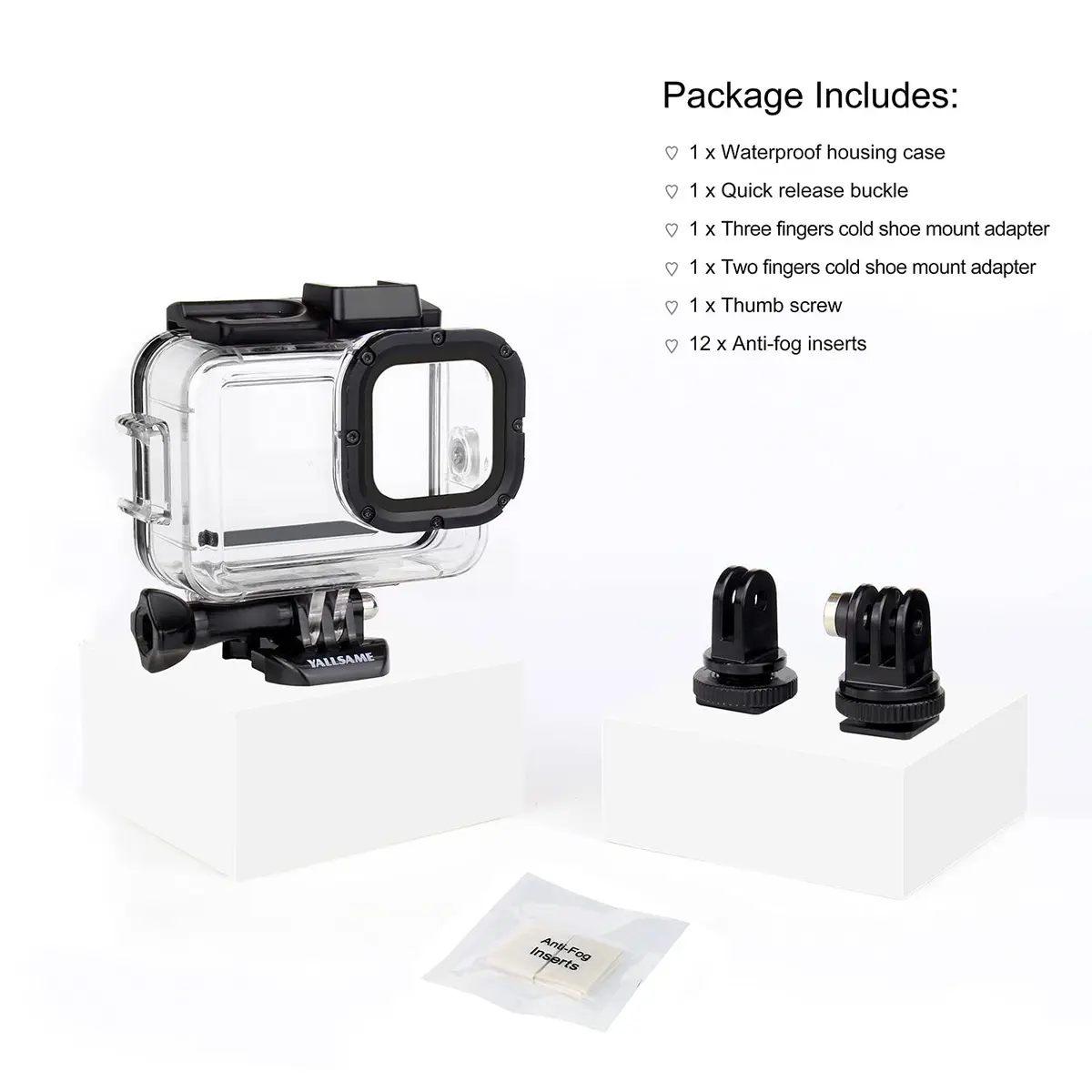 YALLSAME Waterproof Case for GoPro Hero 13 12 11 10 9 Black | 196ft Depth, Polymer Material - view 7