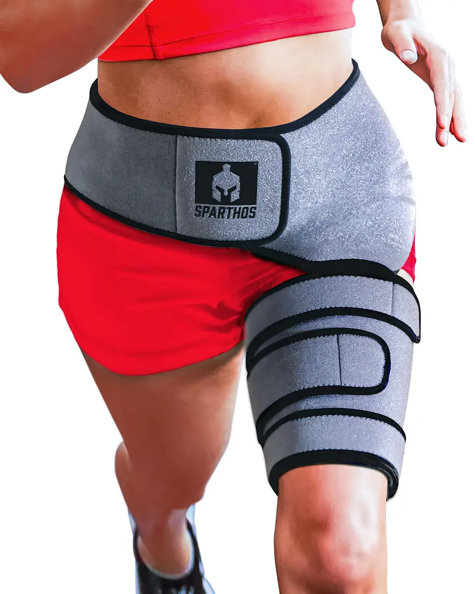 Sparthos Sciatica Brace Hip & Groin Compression Wrap for Left Leg - Gray/Black - main product image