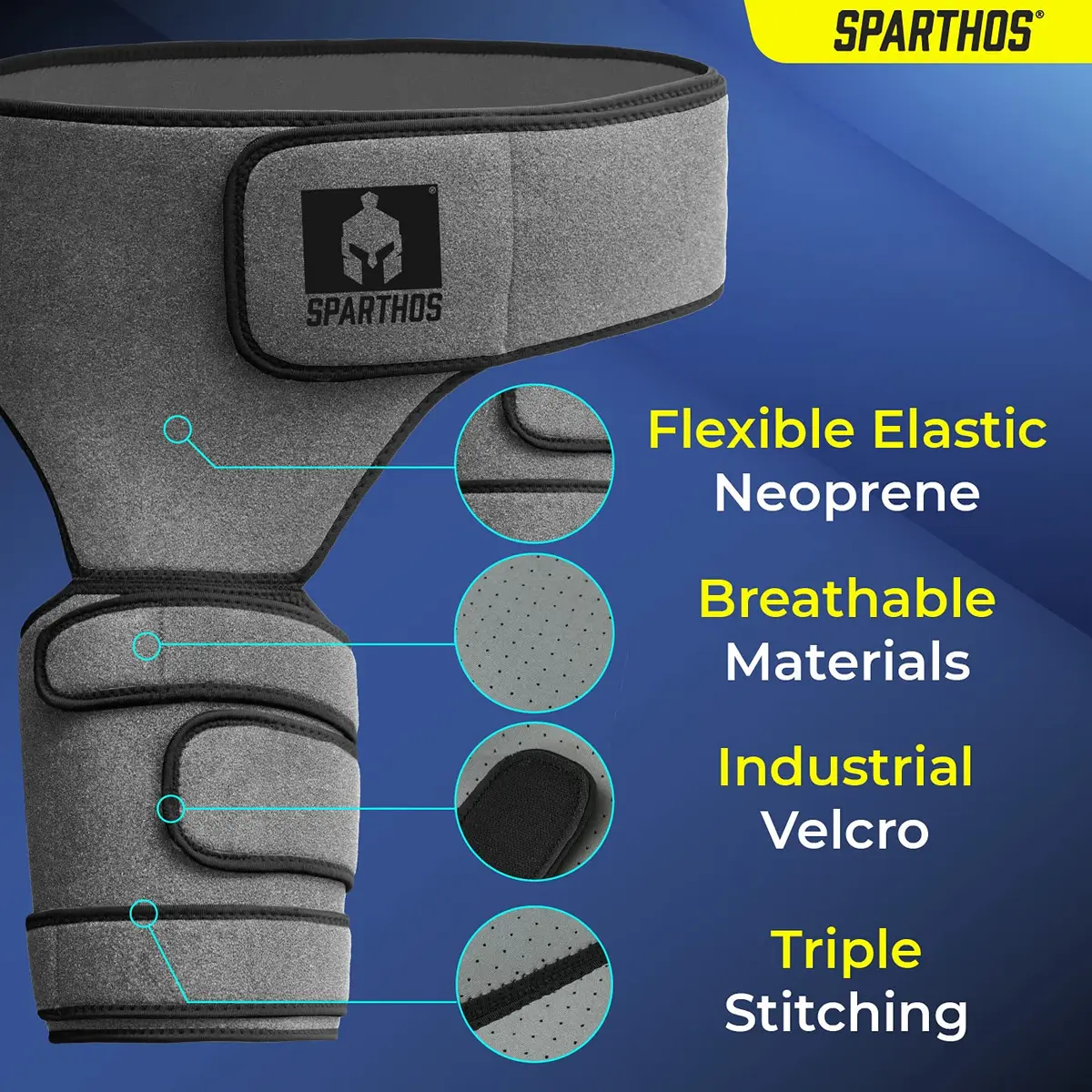 Sparthos Sciatica Brace Hip & Groin Compression Wrap for Left Leg - Gray/Black - view 5