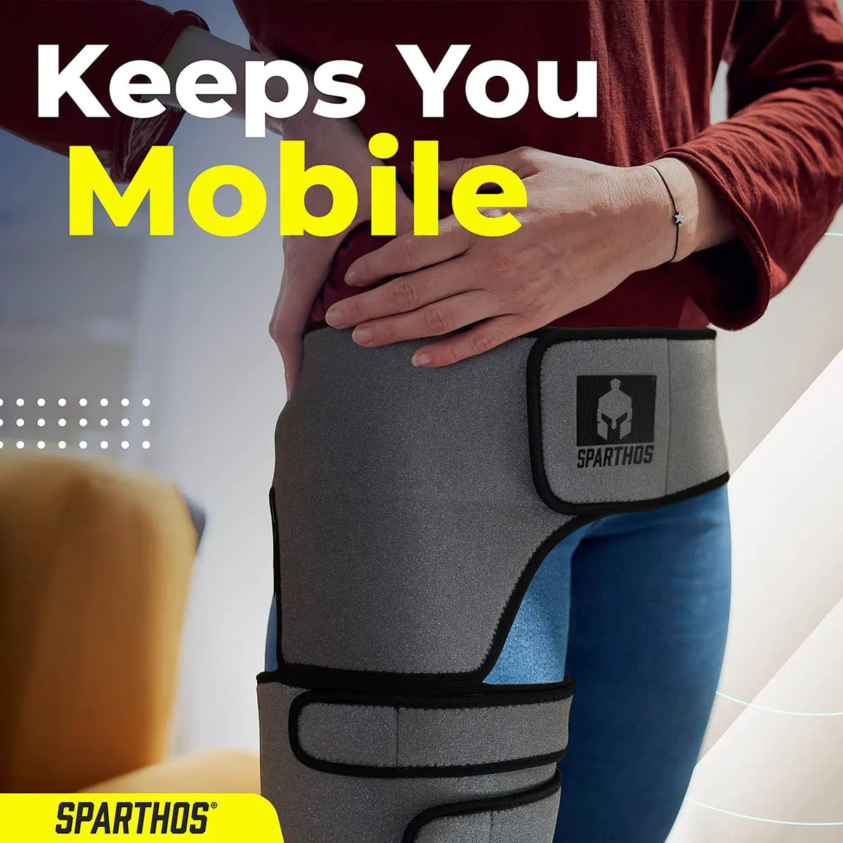 Sparthos Sciatica Brace Hip & Groin Compression Wrap for Left Leg - Gray/Black - view 4