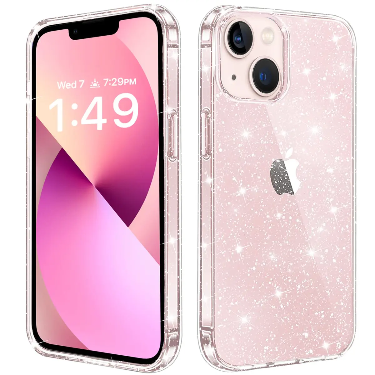JJGoo Compatible with iPhone 13 Case, Clear Glitter Soft TPU Shockproof Bumper Cover, Sparkle Bling Sparkly Slim Women Girls Phone Case for iPhone 13, 6.1inch - main product image