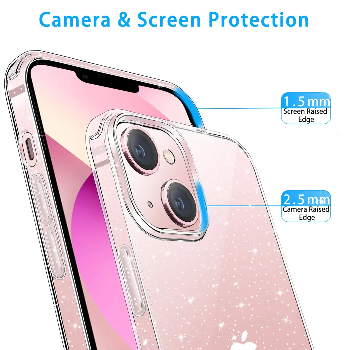 JJGoo Compatible with iPhone 13 Case, Clear Glitter Soft TPU Shockproof Bumper Cover, Sparkle Bling Sparkly Slim Women Girls Phone Case for iPhone 13, 6.1inch - view 5