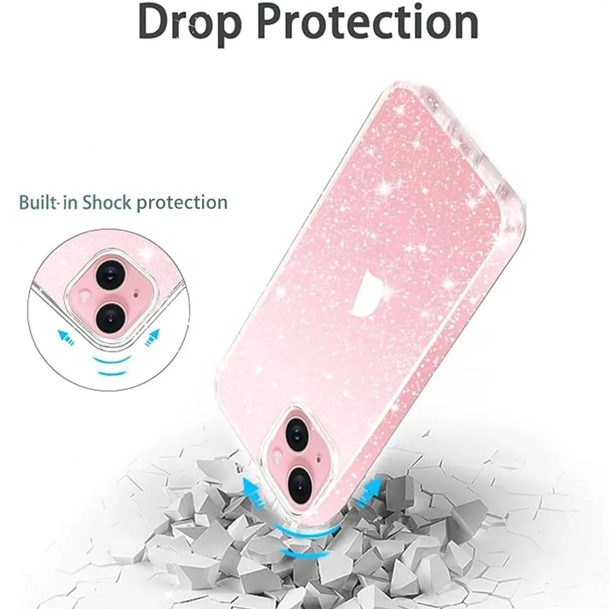 JJGoo Compatible with iPhone 13 Case, Clear Glitter Soft TPU Shockproof Bumper Cover, Sparkle Bling Sparkly Slim Women Girls Phone Case for iPhone 13, 6.1inch - view 6