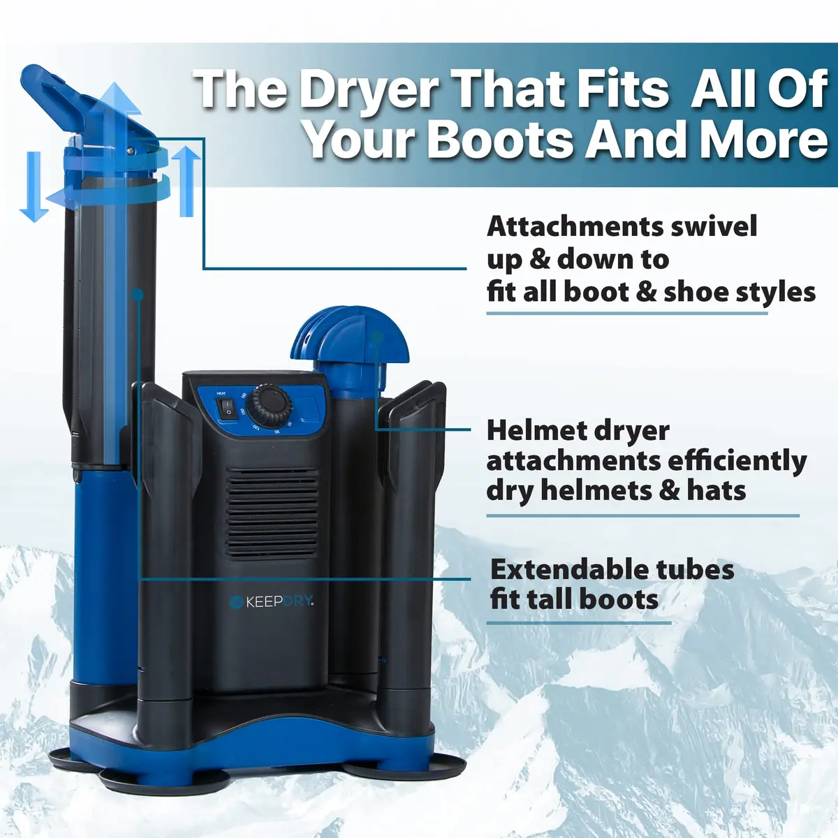 KEEPDRY Forced Heat Boot Dryer - Heavy Duty Shoe Dryer with Heat Switch & Timer - Quickly Dry Garments - view 3