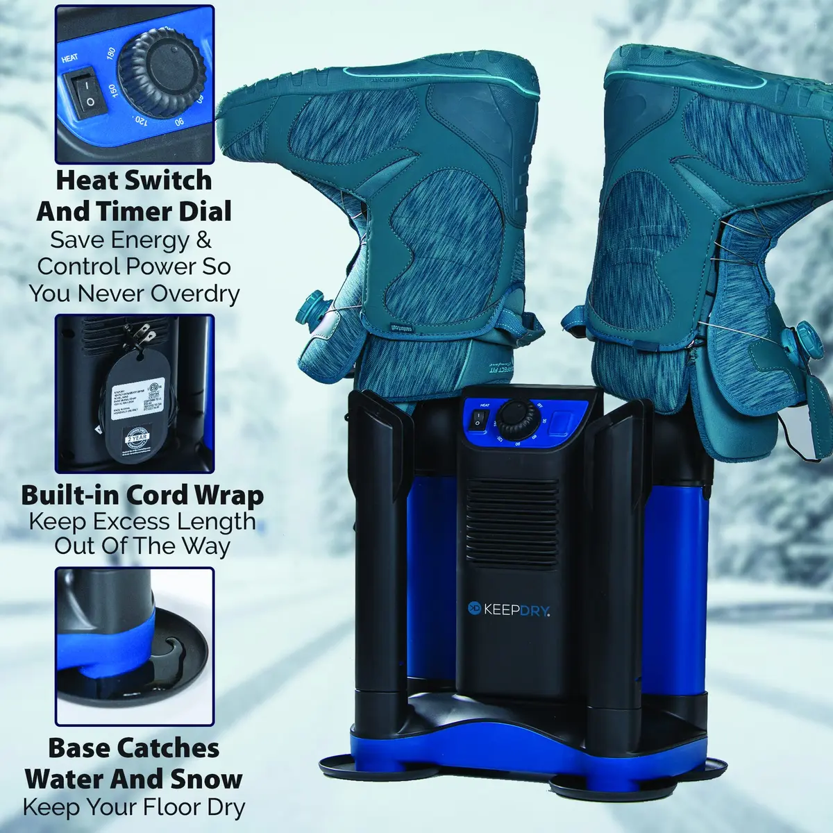 KEEPDRY Forced Heat Boot Dryer - Heavy Duty Shoe Dryer with Heat Switch & Timer - Quickly Dry Garments - view 4