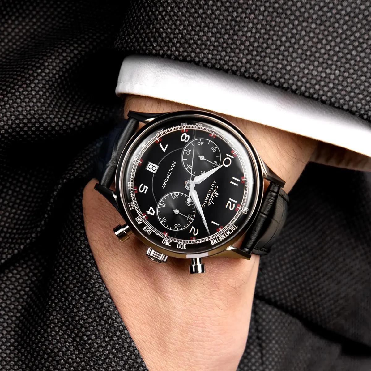 MIDO Multifort Patrimony Chronograph Swiss Automatic Watch for Men | Black Dial, 42mm Case - view 5