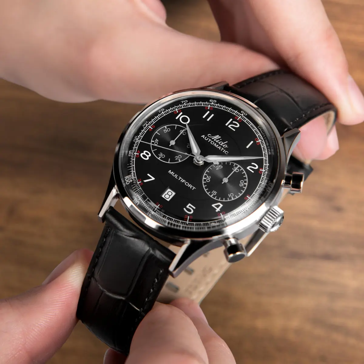 MIDO Multifort Patrimony Chronograph Swiss Automatic Watch for Men | Black Dial, 42mm Case - view 3
