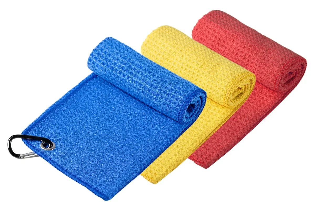 Handy Picks Microfiber Golf Towel 40.64cm (16") x 40.64cm (16") | Pack of 3 with Carabiner Clip & Waffle Pattern - view 2
