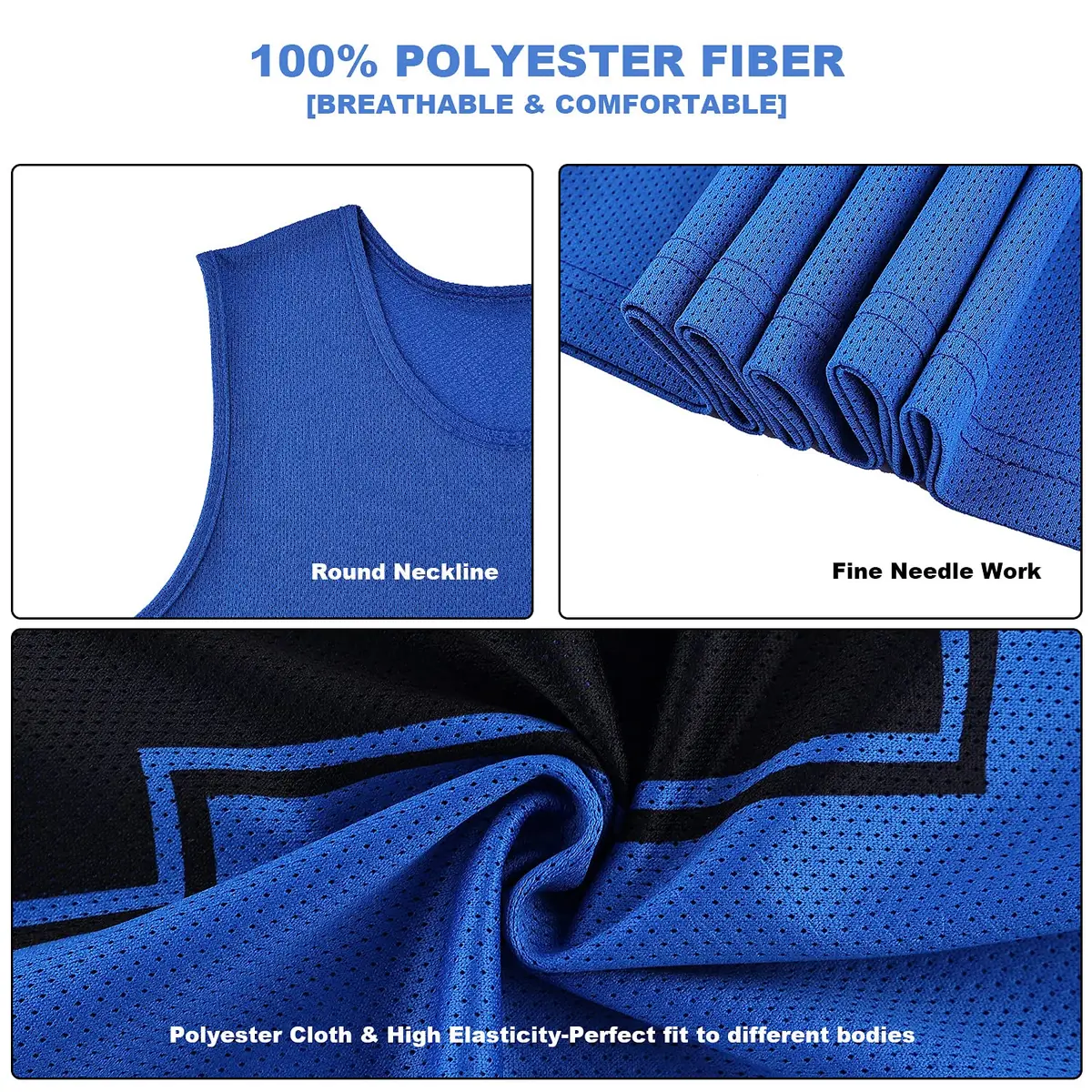 RE-HUO 12 Pack Numbered Scrimmage Vests for Sports | Breathable Polyester Mesh, Unisex, 3 Sizes, 10 Colors - view 3
