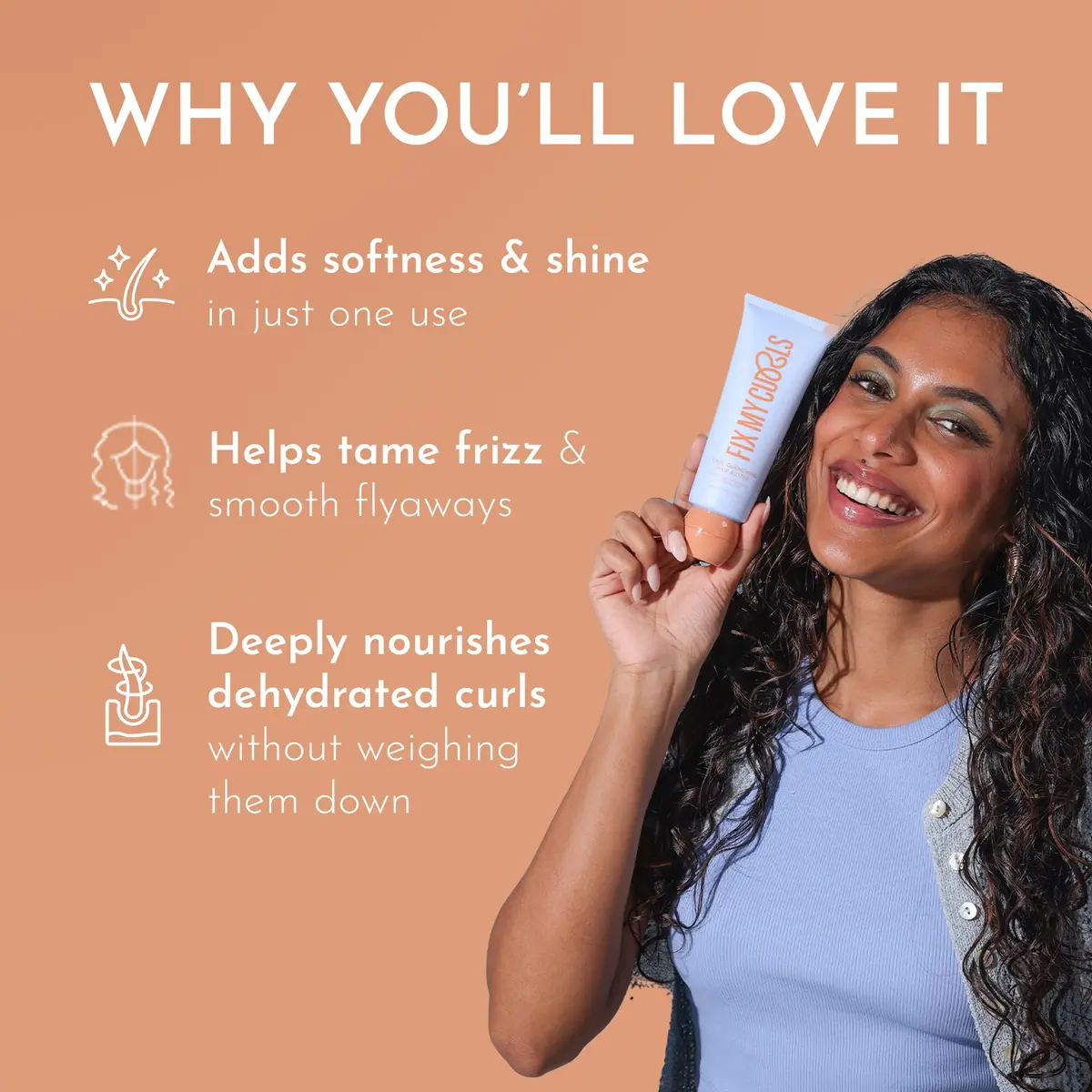 FIX MY CURLS Curl Quenching Hair Butter For Curly And Wavy Hair, 100ml (3.52 Oz) | Tames Frizzy Curls - view 2