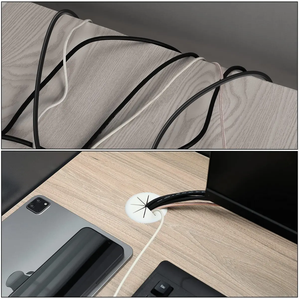 HYCC 2 Pack 2 Inch Flexible Desk Grommet | Organize Wires & Cables Effectively - view 6