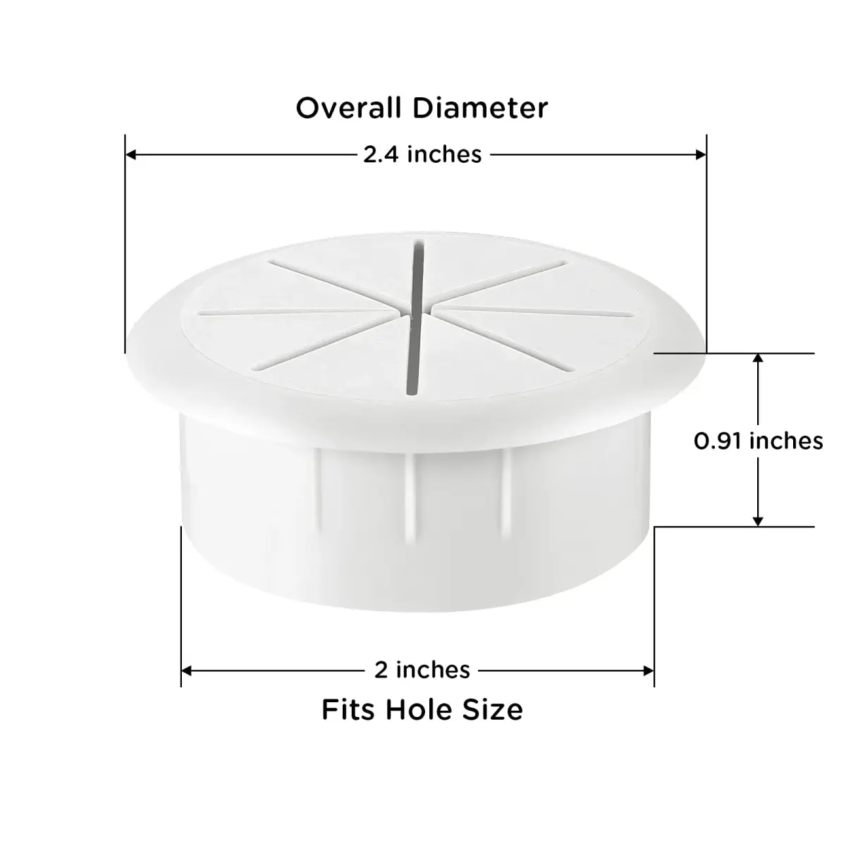 HYCC 2-Inch Flexible Desk Grommet - White (2 Pack) for Effective Wire Organization - view 4