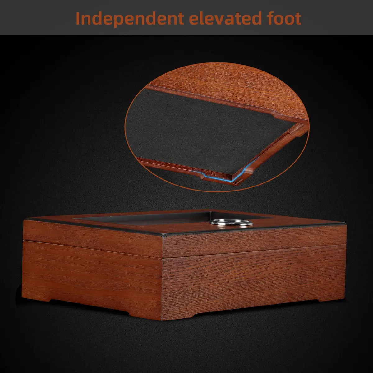 TISFA Cigar Humidor Glass Top Box with Hygrometer Humidifier Divider 25.4cm x 17.8cm x 7.1cm | Spanish Cedar Wood - view 3