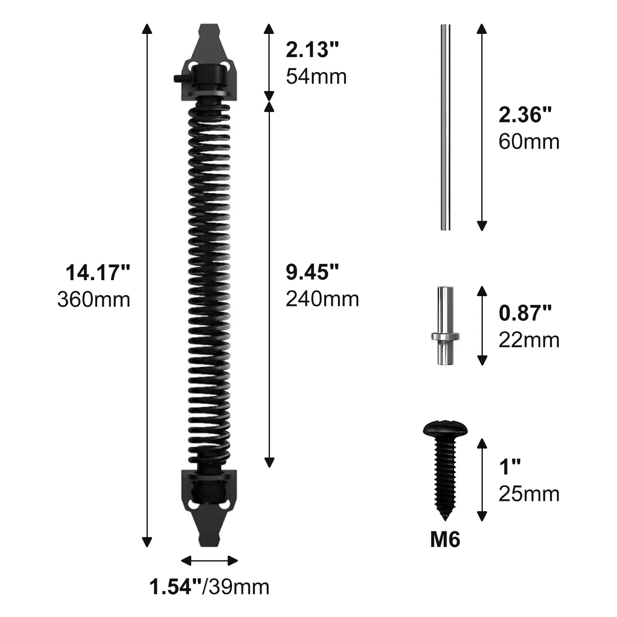 SKYSEN 14 Inch Black Self-Closing Fence Gate Spring | Heavy Duty Automatic Closure - view 4